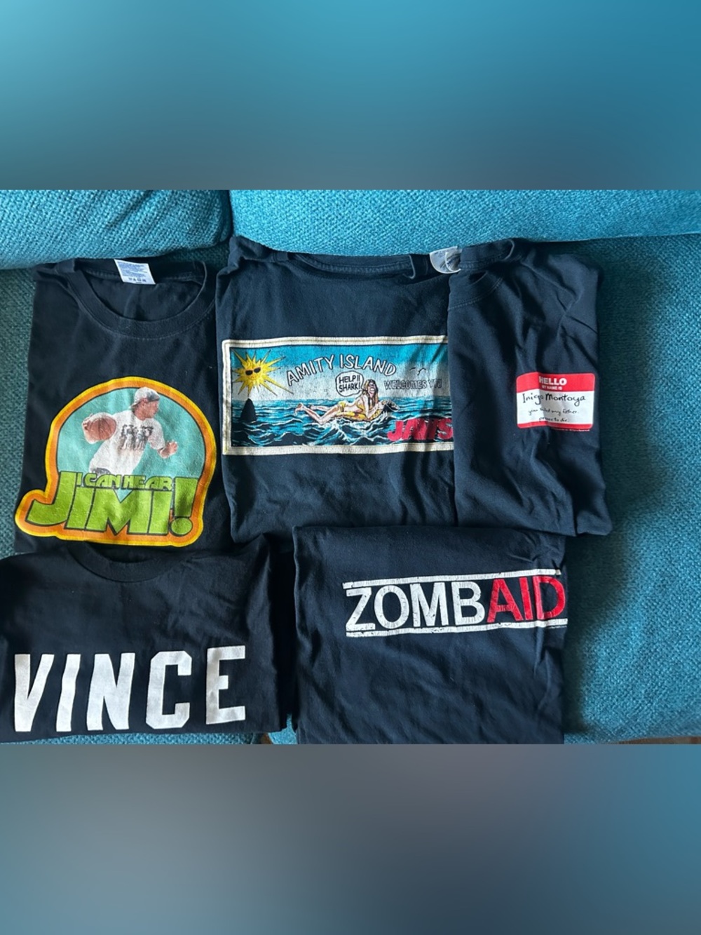 X5 Classic film movie tees Jaws Princess bride Shaun of the Dead Color of Money